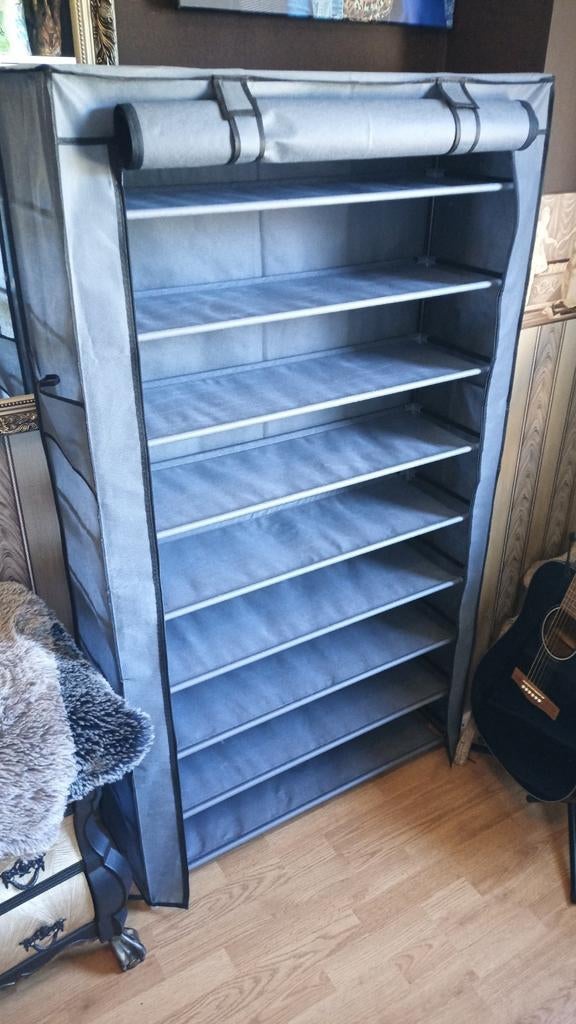 Handige stoffen kledingkast/schoenenrek met 9 planken, Ophalen of Verzenden, Gebruikt