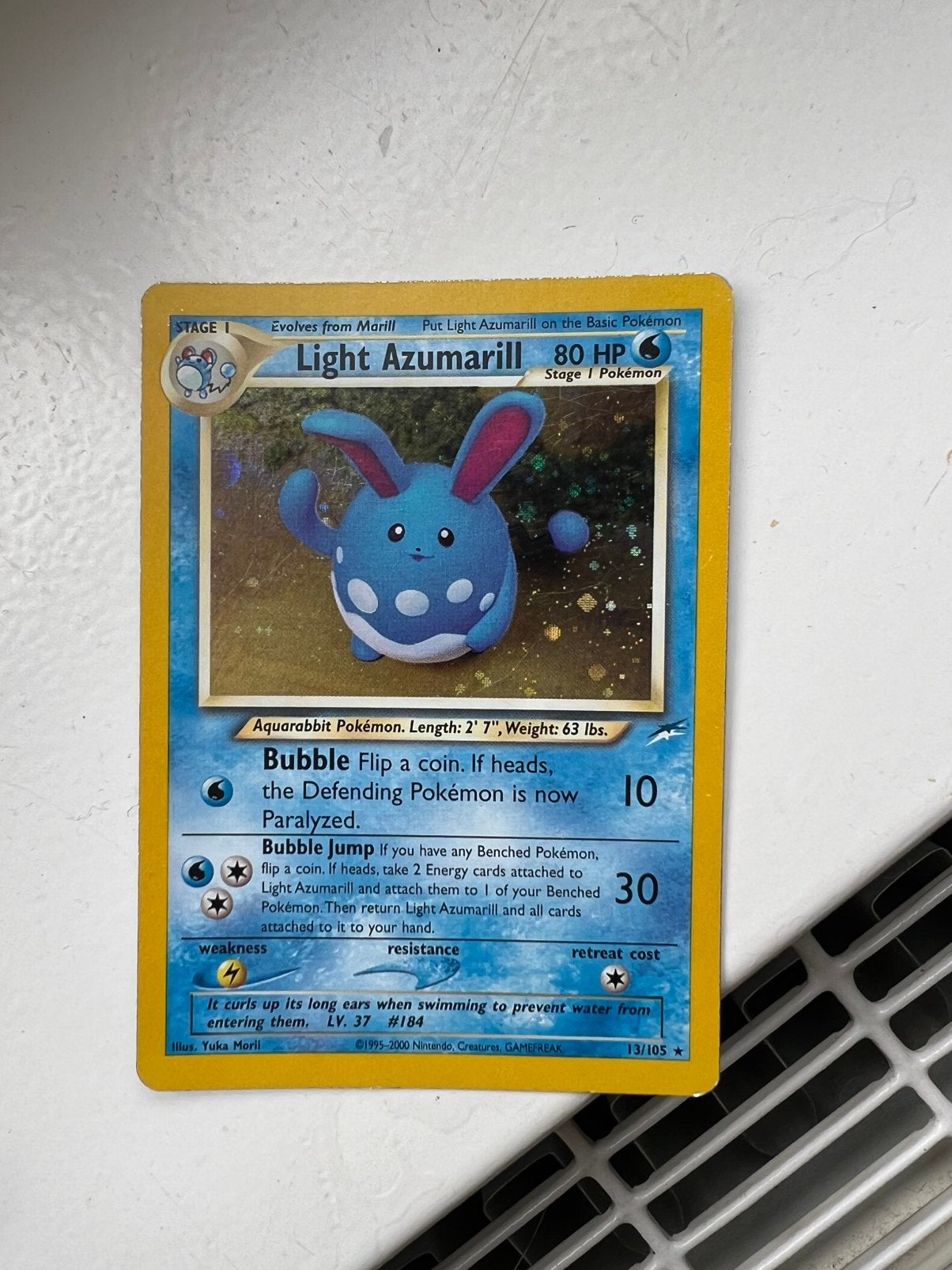 Light Azumarill 13/105 Holo – Neo Destiny – Pokémon kaart, Ophalen of Verzenden, Gebruikt, Losse kaart