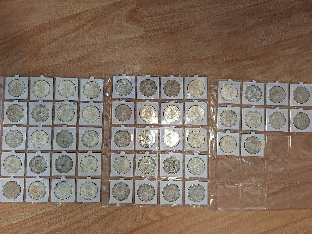lot set serie 50 rijksdaalders willem 3 2,5 2½ gulden, Koning Willem III, Setje, Zilver, Ophalen of Verzenden