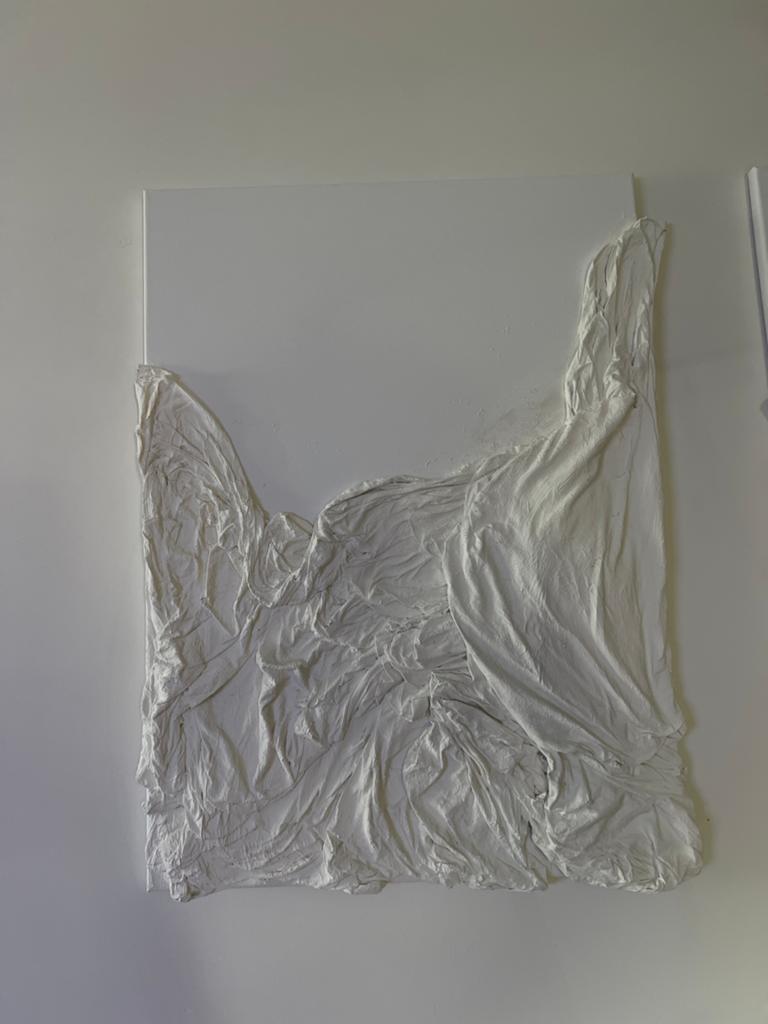 Abstract Wit Reliëf Kunstwerk - Modern Textuur Schilderij, Ophalen, Zo goed als nieuw
