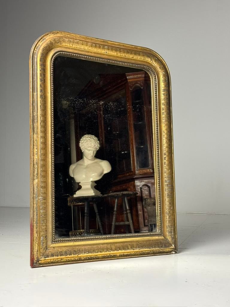 Louis Philippe spiegel Frans antiek, Antiek en Kunst, Antiek | Spiegels, Ophalen, Rechthoekig, Minder dan 50 cm