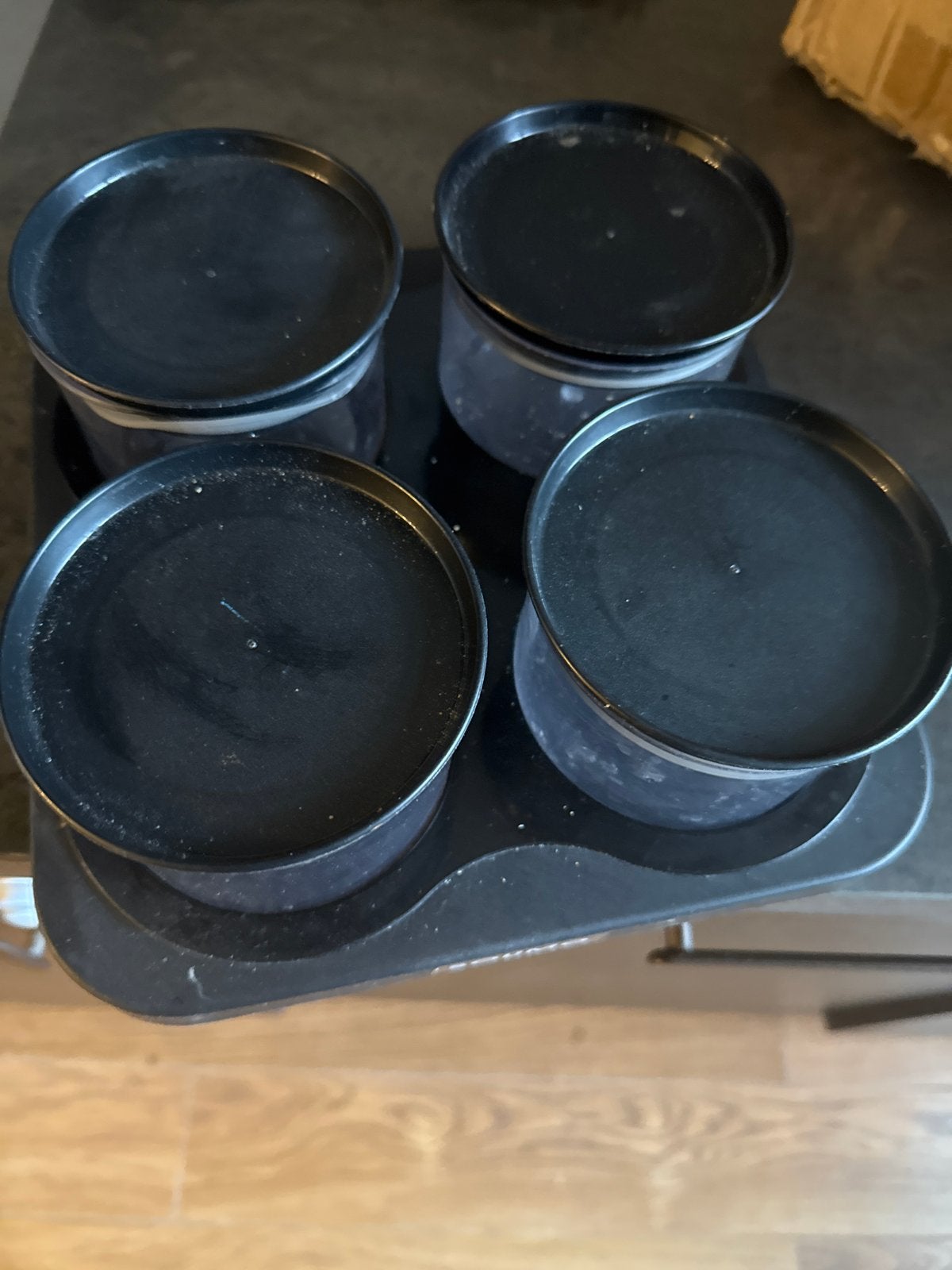 SOLMO voorraadpotjes met houder - zwart/transparant, Gebruikt, Kunststof, Ophalen of Verzenden, Overige merken