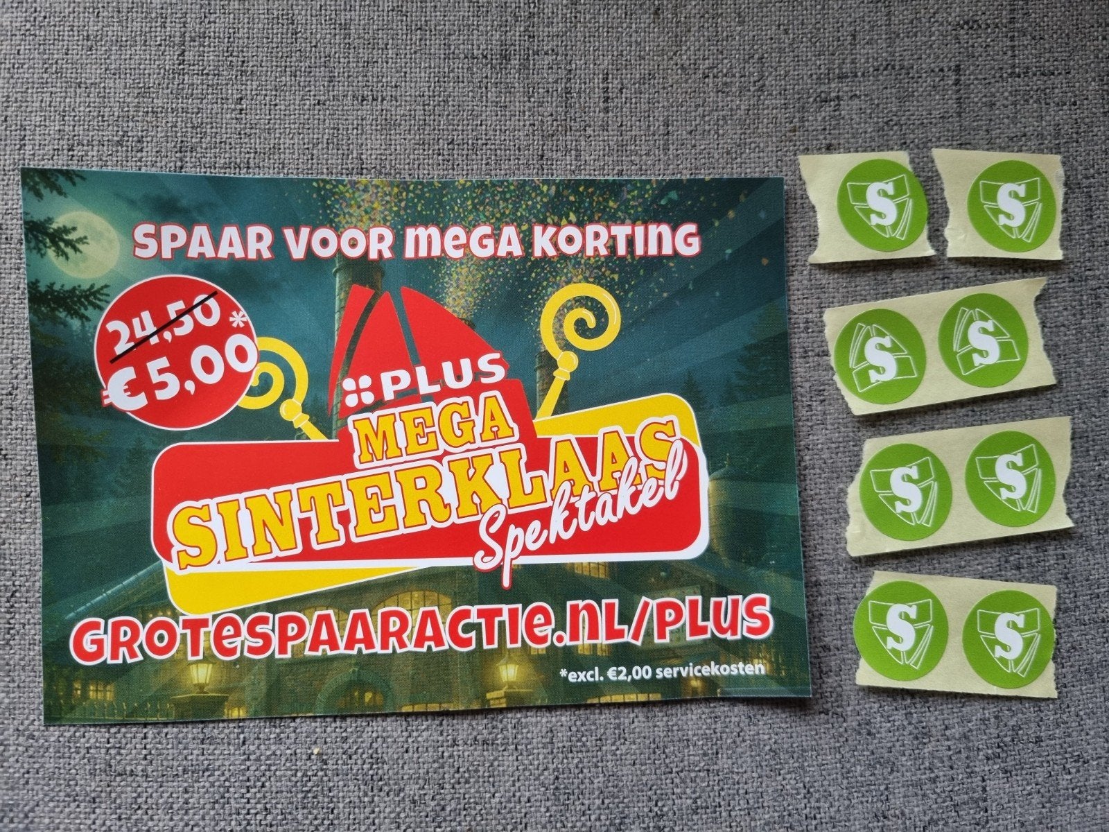 plus mega sinterklaas spektakel, 8 zegels, Plus, Ophalen