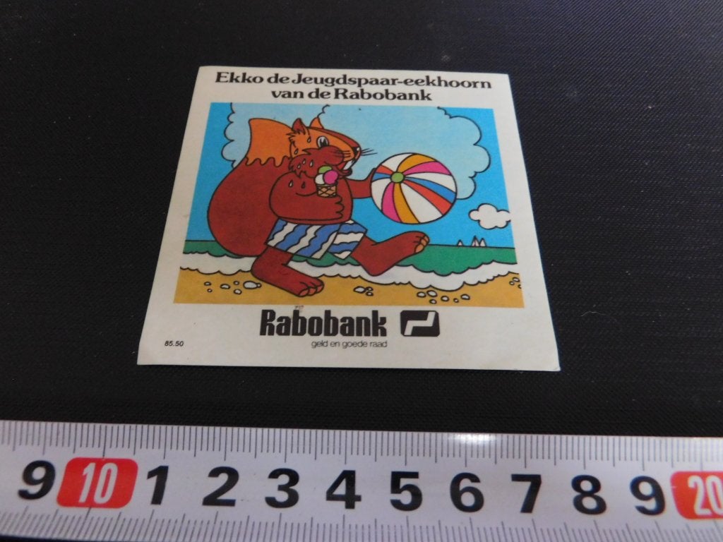sticker RABOBANK Ekko de Jeugdspaar eekhoorn KJ649, Verzamelen, Stickers, Ophalen, Zo goed als nieuw