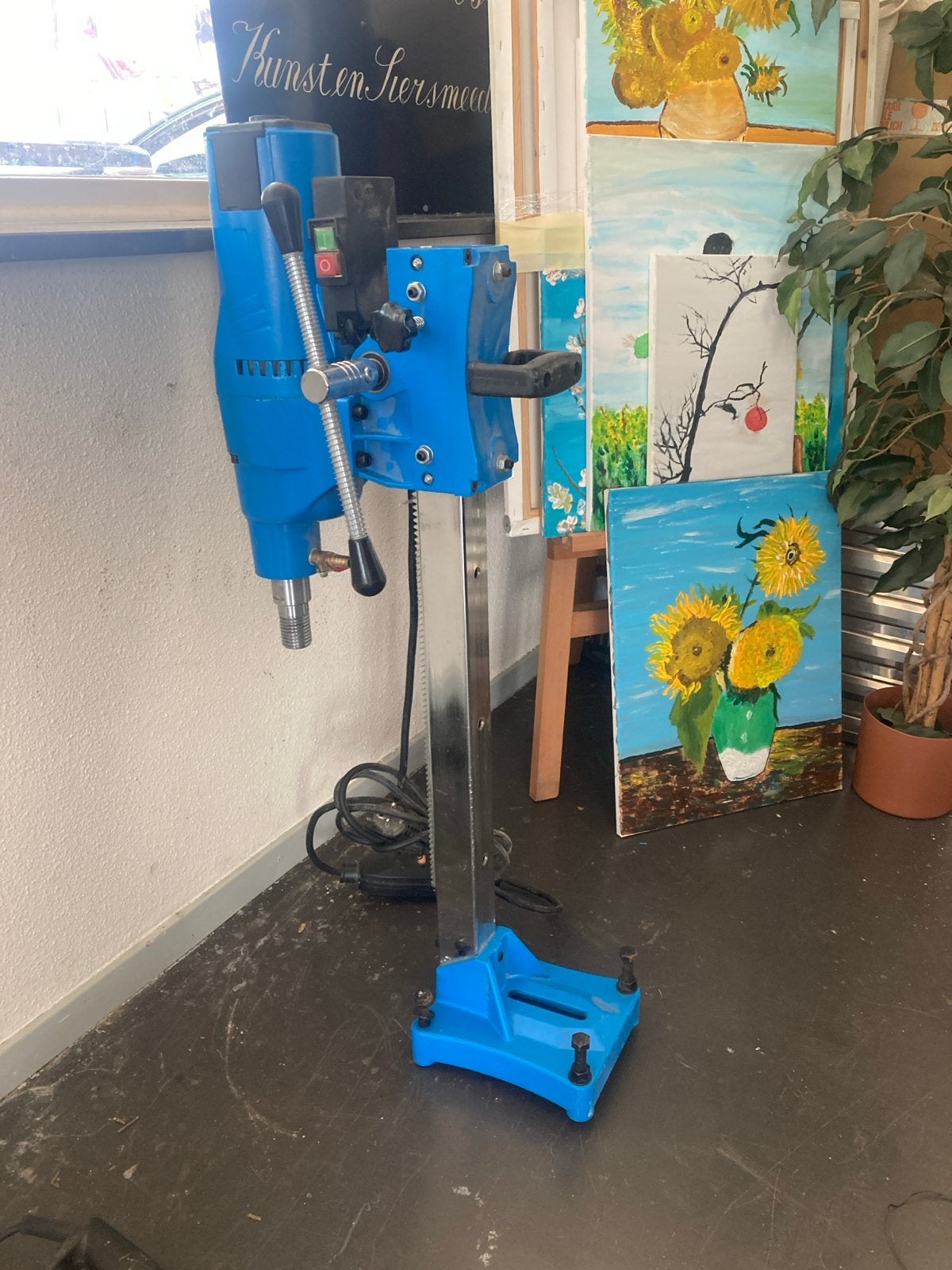 Robuuste Kolomboormachine - Blauw, Gebruikt, Doe-het-zelf en Verbouw, Gereedschap | Boormachines, Ophalen, Gebruikt, 600 watt of meer