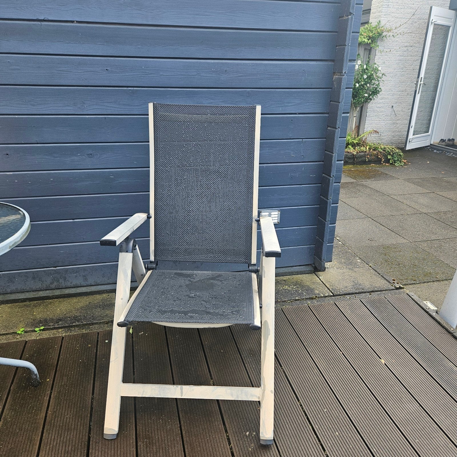 2x Tuinstoel verstelbaar - Grijs/Beige, Tuin en Terras, Ophalen, Gebruikt, Aluminium, Verstelbaar