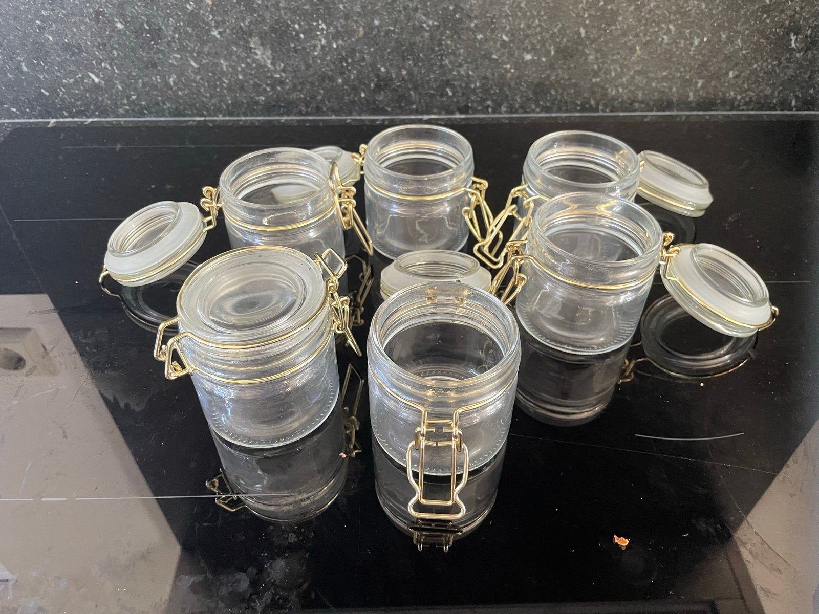 Set van 6 glazen voorraadpotjes met beugelsluiting, Ophalen of Verzenden, Voorraadpot, Overige merken, Glas