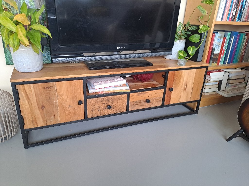 TV Meubel - Hout, Ophalen, 100 tot 150 cm, Zo goed als nieuw, Minder dan 100 cm