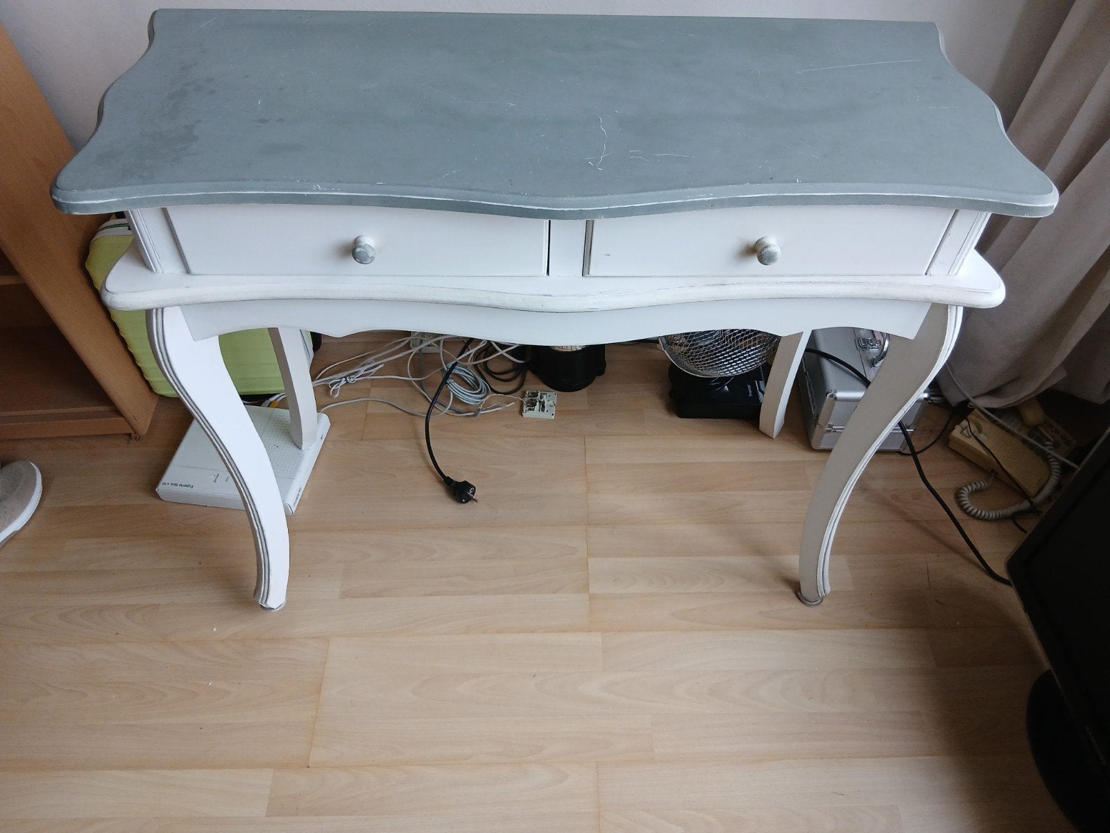 Vintage kaptafel/sidetable met lades, Gebruikt, 100 tot 150 cm, Minder dan 100 cm, Hout