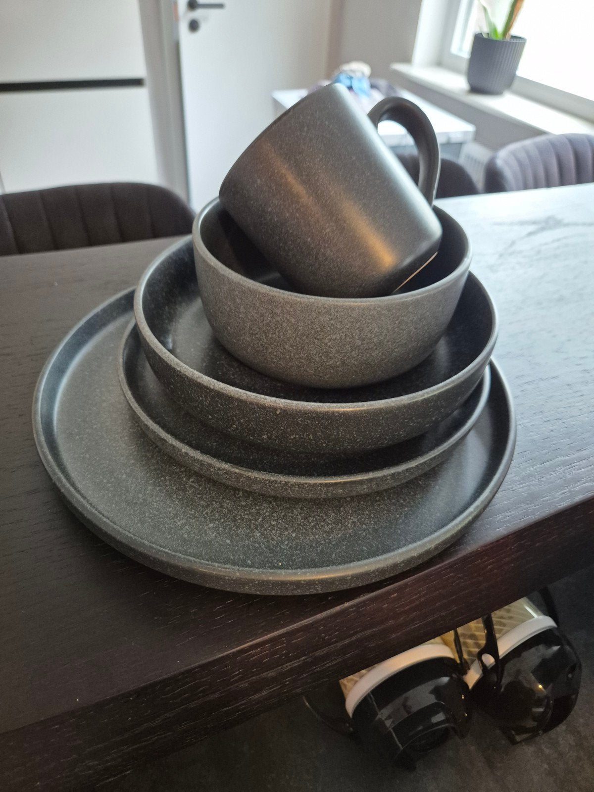 Modern grijs servies set, 12 personen!!, Ophalen, Overige merken, Keramiek, Nieuw