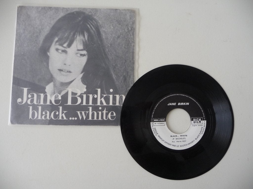 single JANE BIRKIN - BLACK ... WHITE - DESK AND FIELD REC., Gebruikt, 7 inch, Ophalen of Verzenden, Pop
