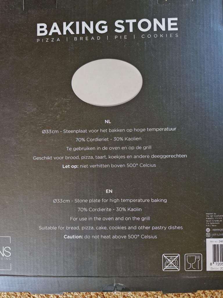 pizza bak steen Baking Stone Jens Living, Ophalen, Nieuw, Overige materialen, Overige typen