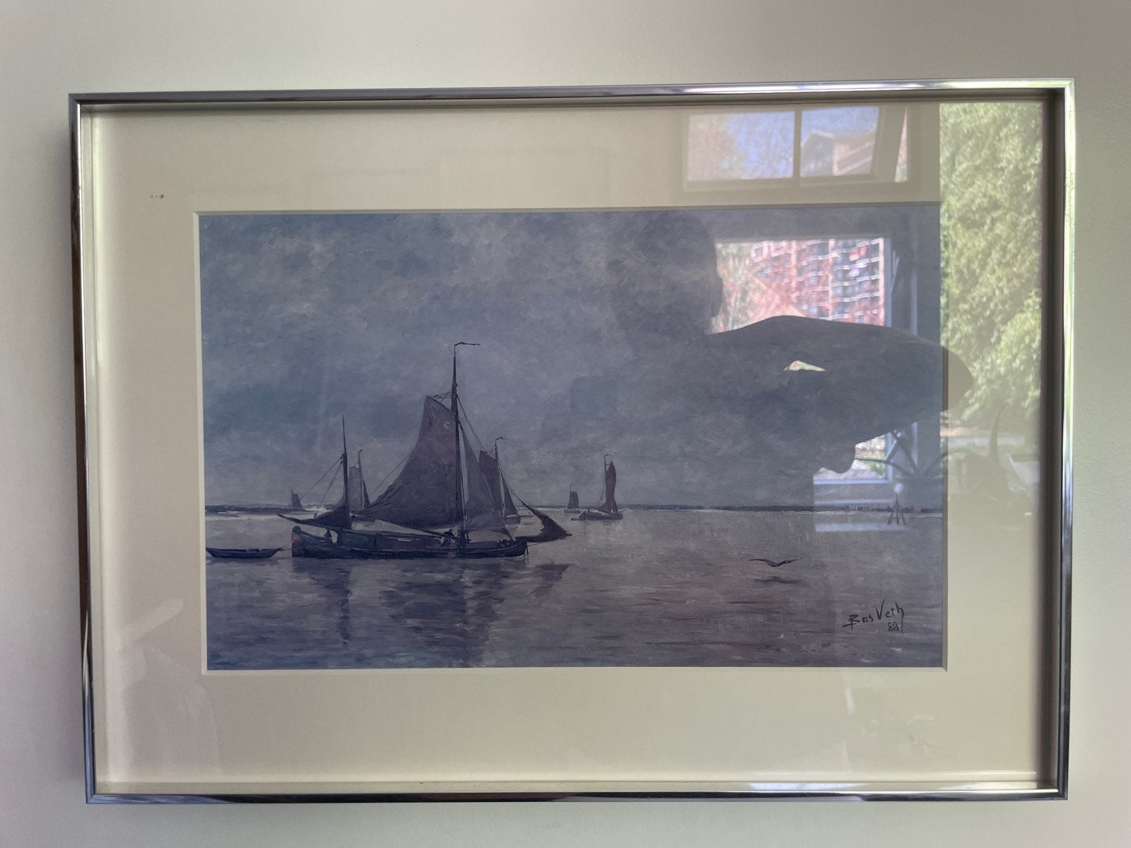 Gesigneerde aquarel van Bas Veth - Zeilboten op water, Antiek en Kunst, Ophalen of Verzenden, Tekening, Aquarel, Gesigneerd
