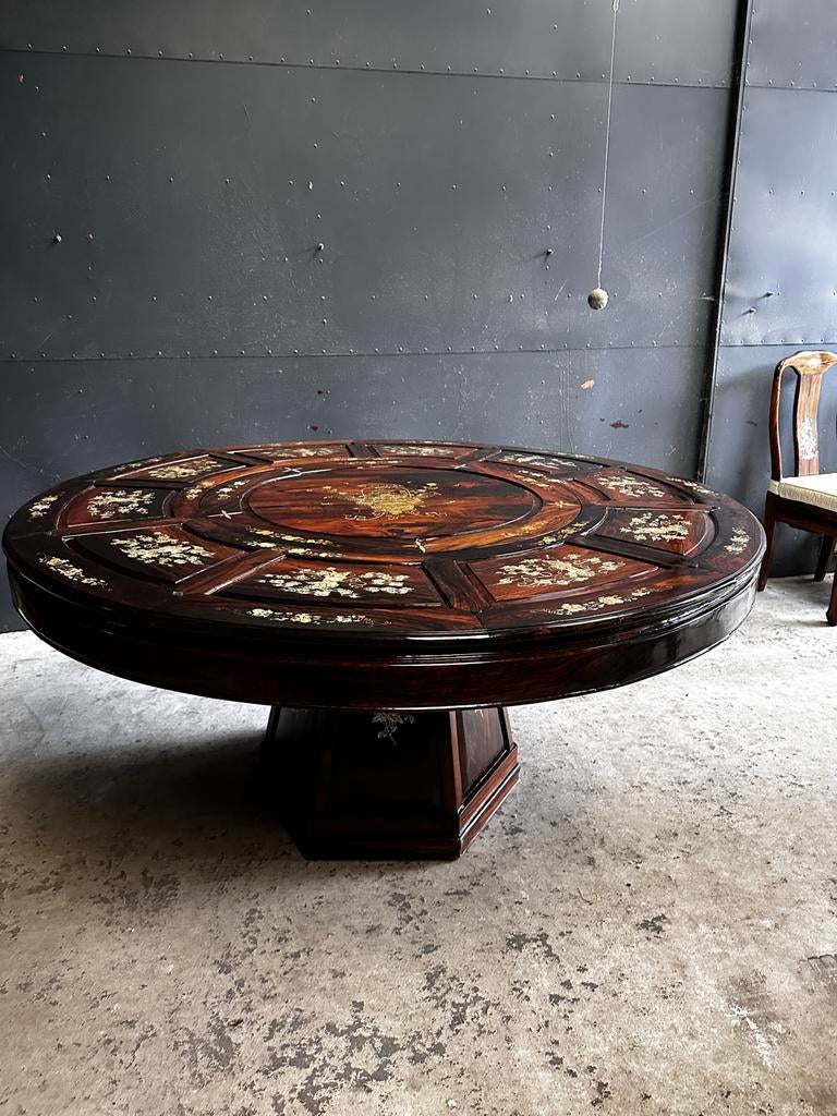 Prachtige antieke  Chinese tafel met parelmoer inleg, Ophalen, Gebruikt, 100 tot 150 cm, Vier personen