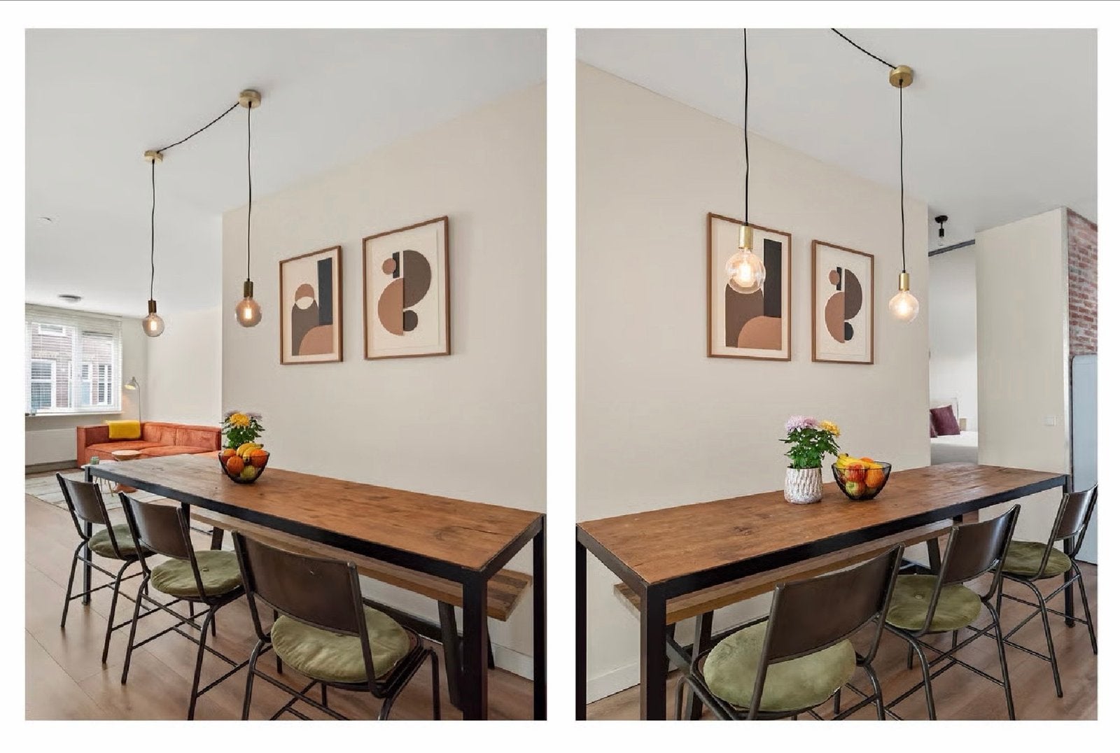 Houten tafel met industriële look, Huis en Inrichting, Tafels | Eettafels, Ophalen, Gebruikt, Stoer, 200 cm of meer