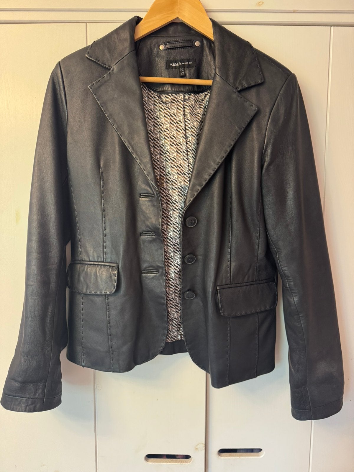 Vintage lederen  dames jas arma women leder jasje leer, Ophalen of Verzenden, Gedragen, Overige kleuren, Jasje