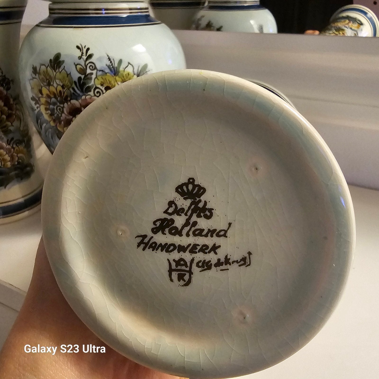 Antieke Delfts Holland Handwerk Vazen Set, Ophalen