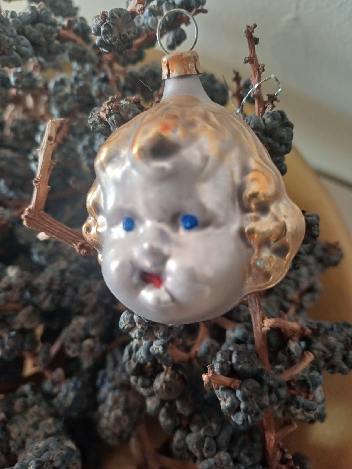 vintage kerstbal van glas, Diversen, Kerst, Ophalen of Verzenden, Gebruikt