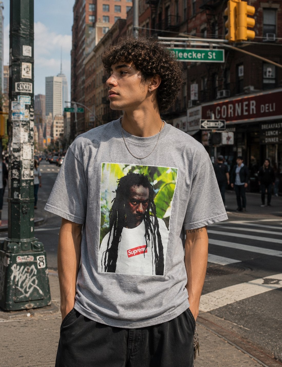 Supreme Buju Banton Tee Grey | M, Ophalen of Verzenden, Zo goed als nieuw, Maat 48/50 (M), Grijs