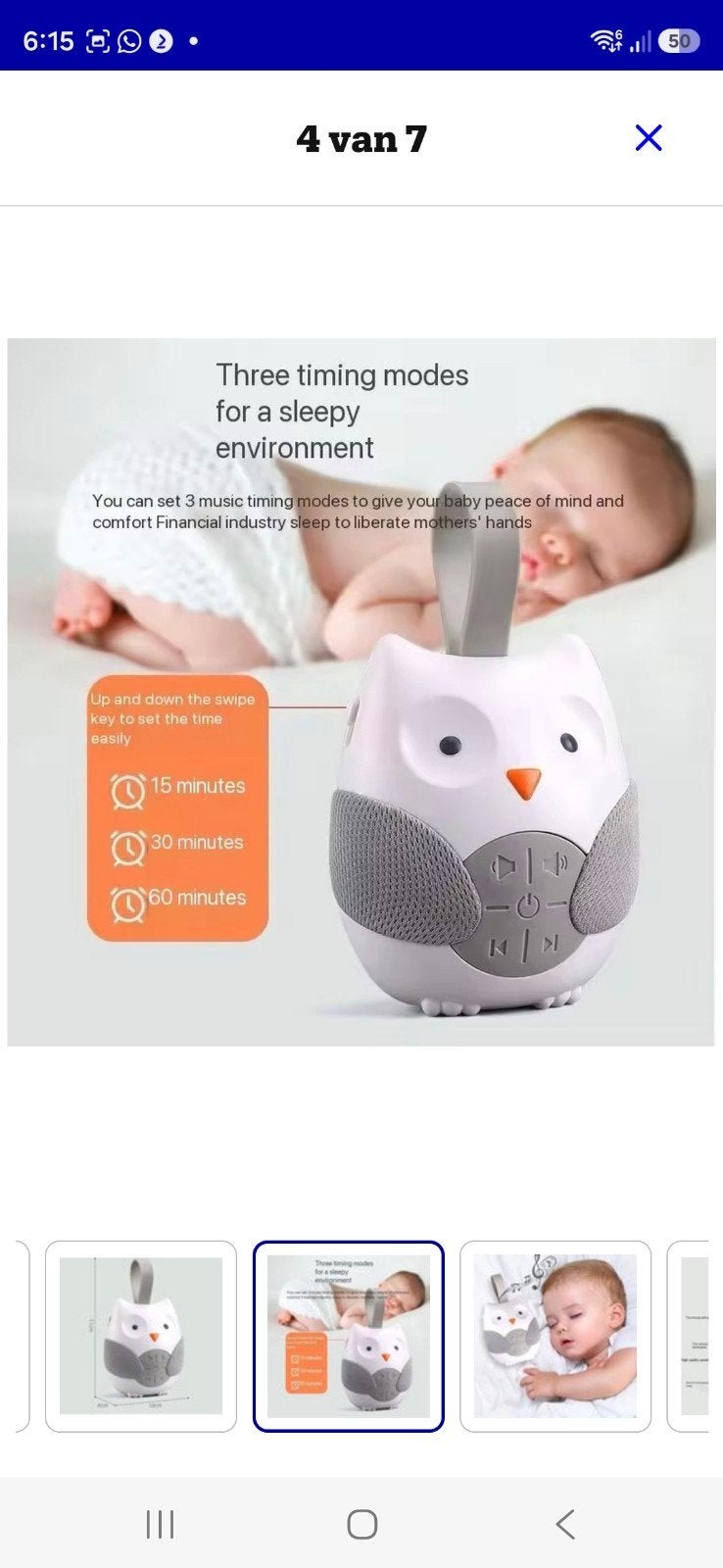 Muziek Slaap Uil - Baby Muziekdoosje met Geluid en Timer, Ophalen of Verzenden, Nieuw, Overige typen, Met geluid