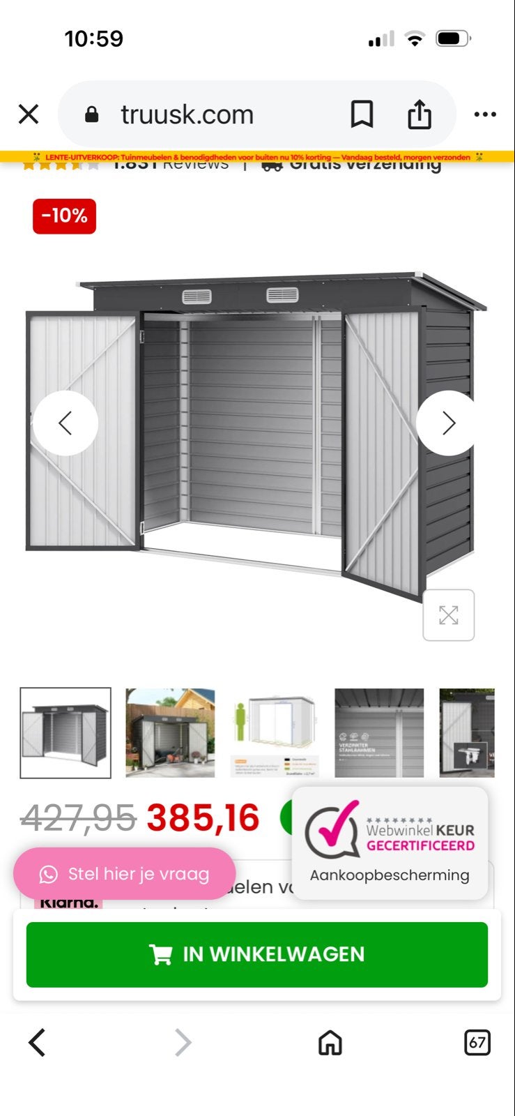 Metalen Fietsenberging/Tuinhuisje - Z.G.A.N. (gedemonteerd), Tuin en Terras, Bergingen en Tuinkasten, Zo goed als nieuw, Fietsenberging