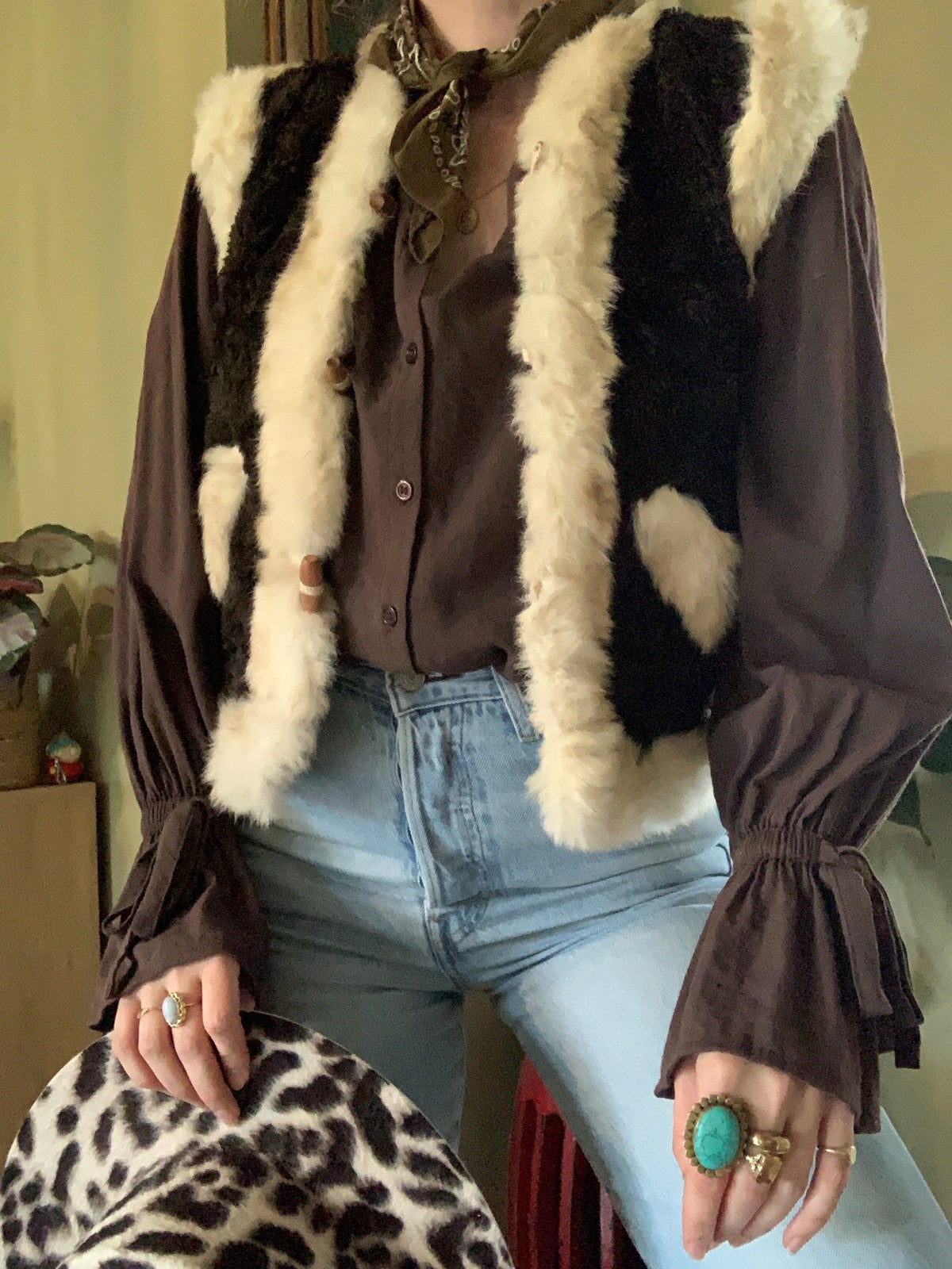 Vintage gilet S bohemian waistcoat, -, Zwart, -, Ophalen of Verzenden