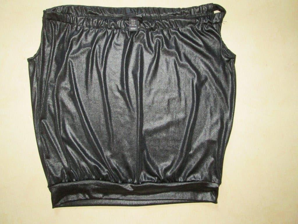 H&M wetlook top donkergrijs maat XS izgs, Ophalen, Zo goed als nieuw, Zonder mouw, Maat 34 (XS) of kleiner