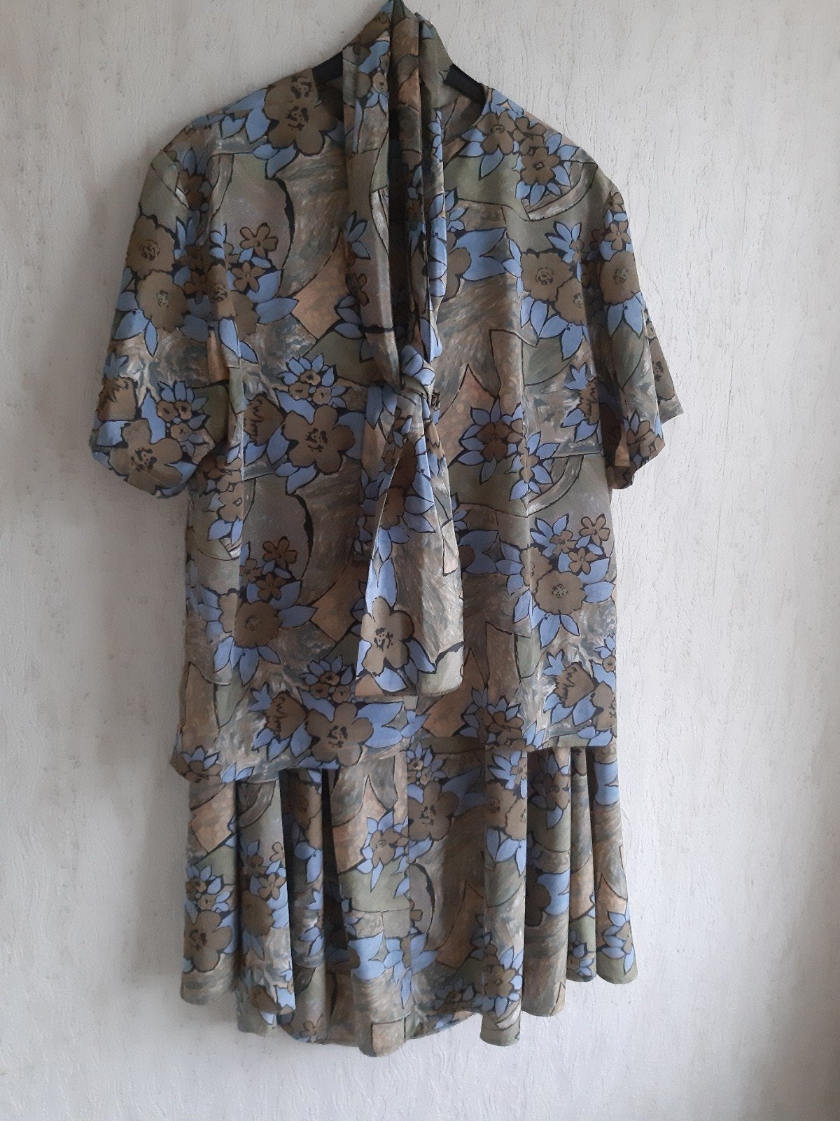 Vintage Bloemenprint Blouse & Rok Set - Maat 46, Ophalen of Verzenden, Zo goed als nieuw, Maat 46/48 (XL) of groter, Meerkleurig
