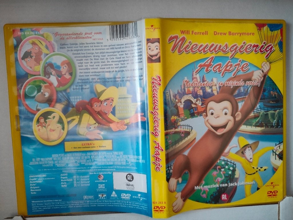 2 DVD,s Nieuwsgierig Aapje, Tekenfilm, Nederlands, Ophalen of Verzenden, Zo goed als nieuw