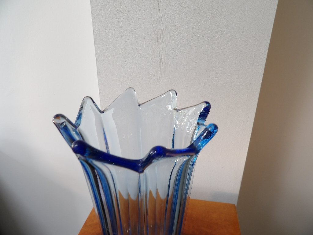 Art Deco Vaas Inwald Boheems Jaren 30/40 Blauw 26.5cm, Antiek en Kunst, Ophalen of Verzenden