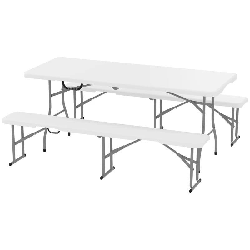 Biertafel Opvouwbare Campingtafel met Banken - 180 cm, Caravans en Kamperen, Ophalen of Verzenden, Nieuw, Campingtafel