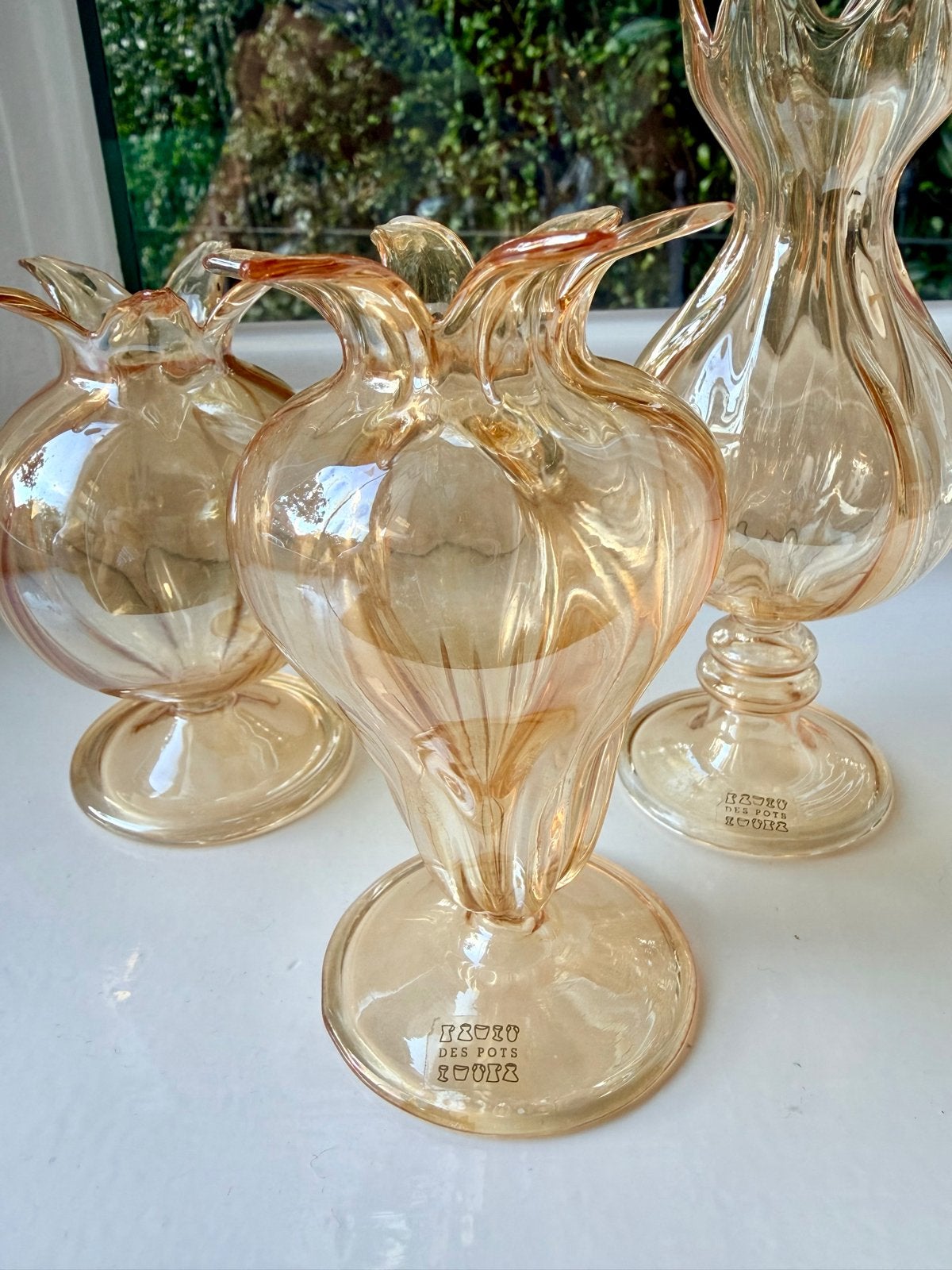 Des Pots glazen vaasjes - Set van 3, Ophalen, Met patroon/structuur, Transparant, Glas