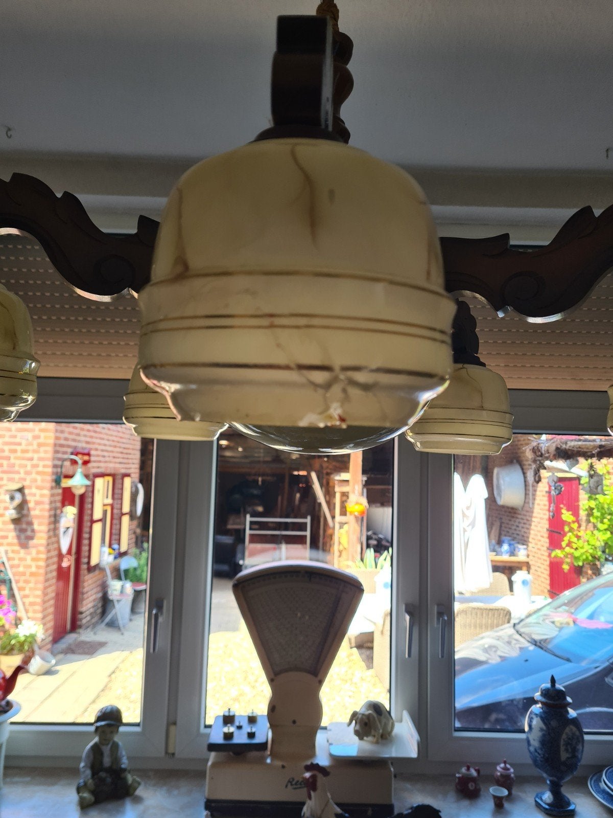 Vintage Art Deco Eetkamerlamp met 5 Armen - 80 cm Doorsnede, Antiek en Kunst, Ophalen