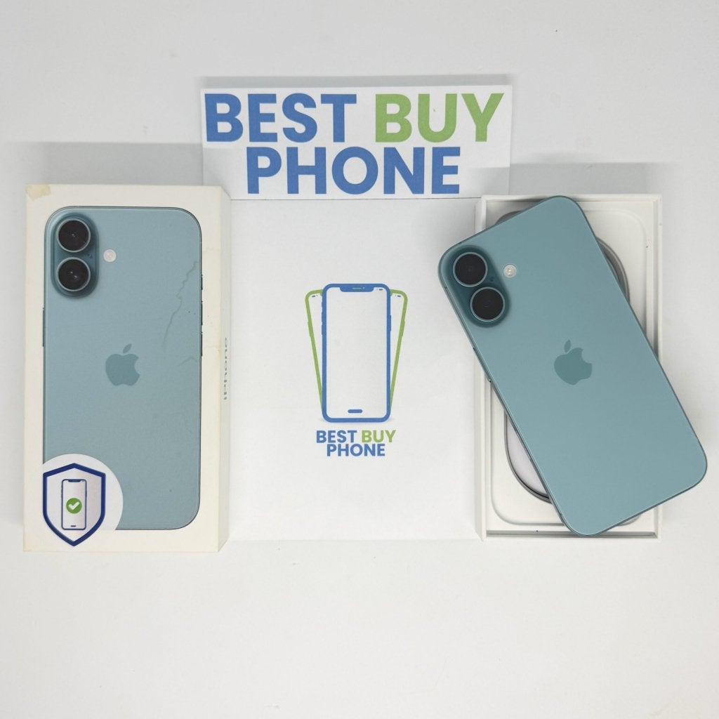iPhone 16 128GB blauw /krasvrij glas /99% batt /garantie