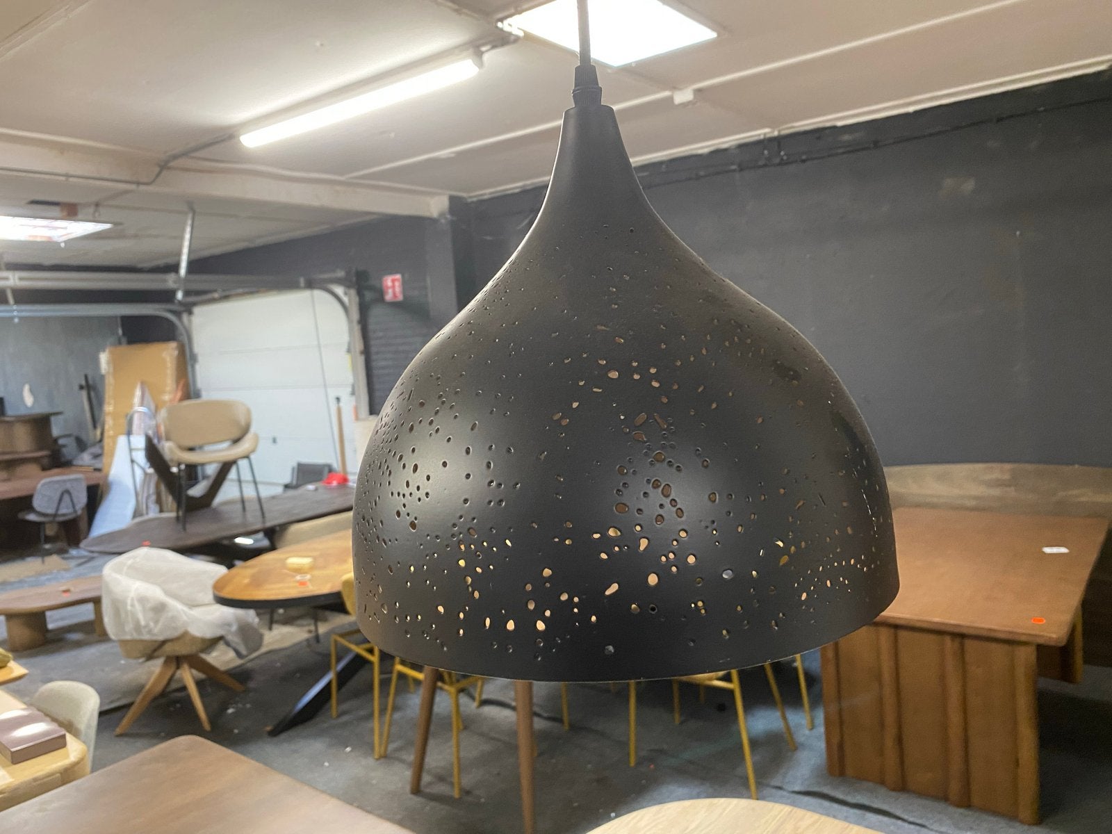 Hanglamp Antraciet Metaal Geperforeerd met Gouden Binnenkant, Ophalen, Nieuw, X, Metaal