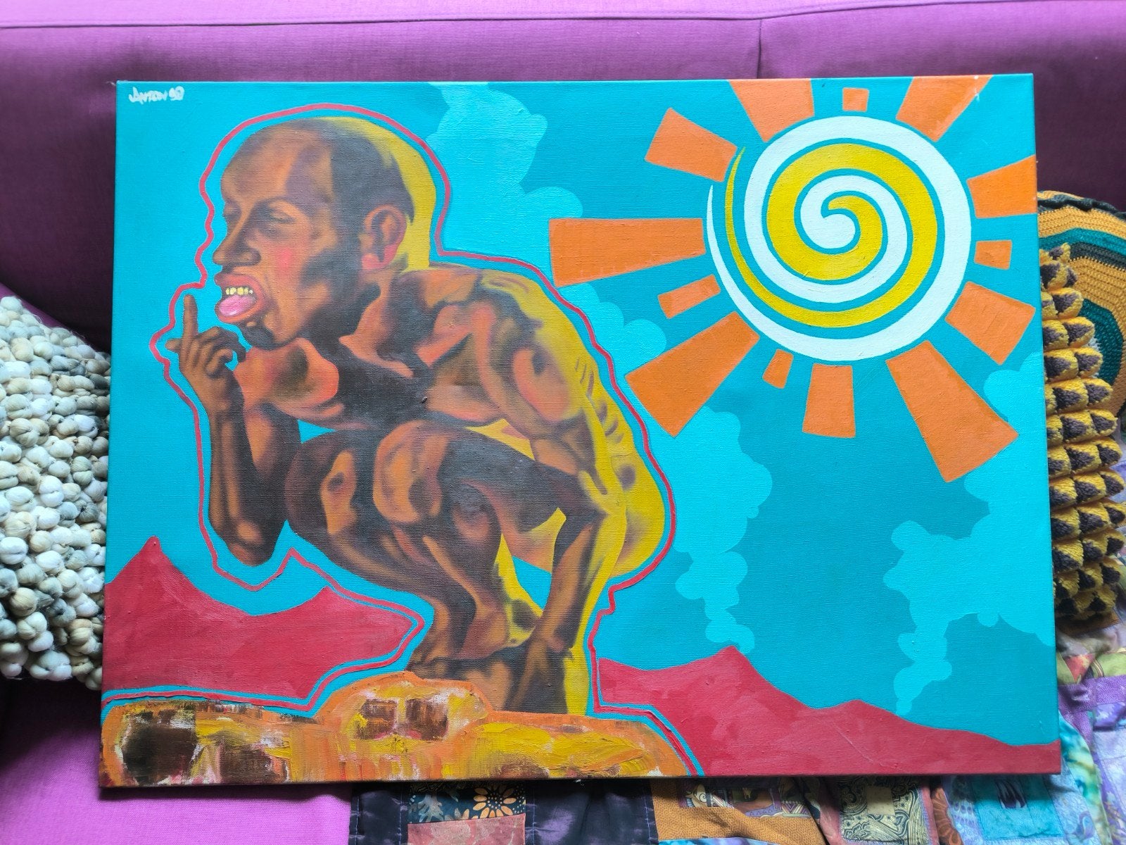 groot schilderij van CES53, Ophalen