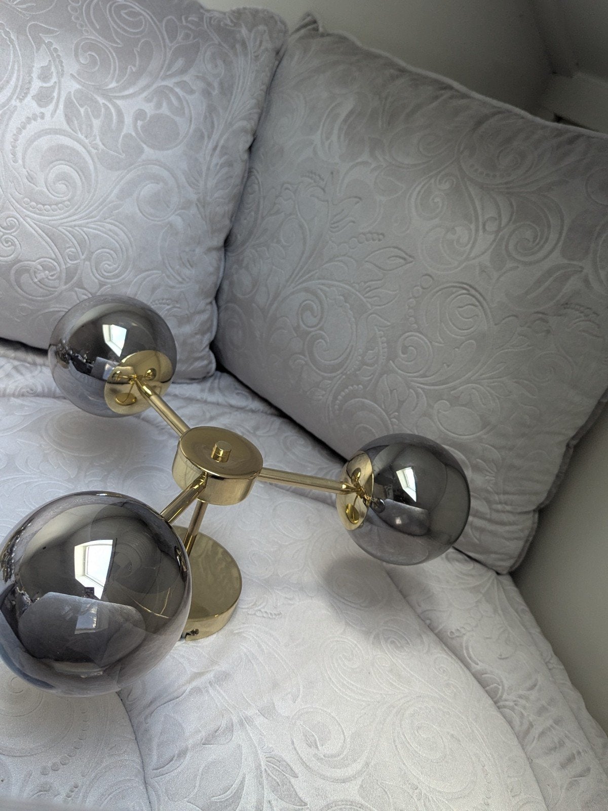 Gouden moderne Plafondlamp, Huis en Inrichting, Kasten | Televisiemeubels, Ophalen, 50 tot 100 cm, Zo goed als nieuw, Glas