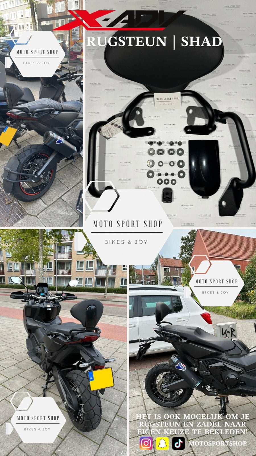 X-ADV Rugsteun | Rugleuning SHAD complete set, Motoren, Ophalen