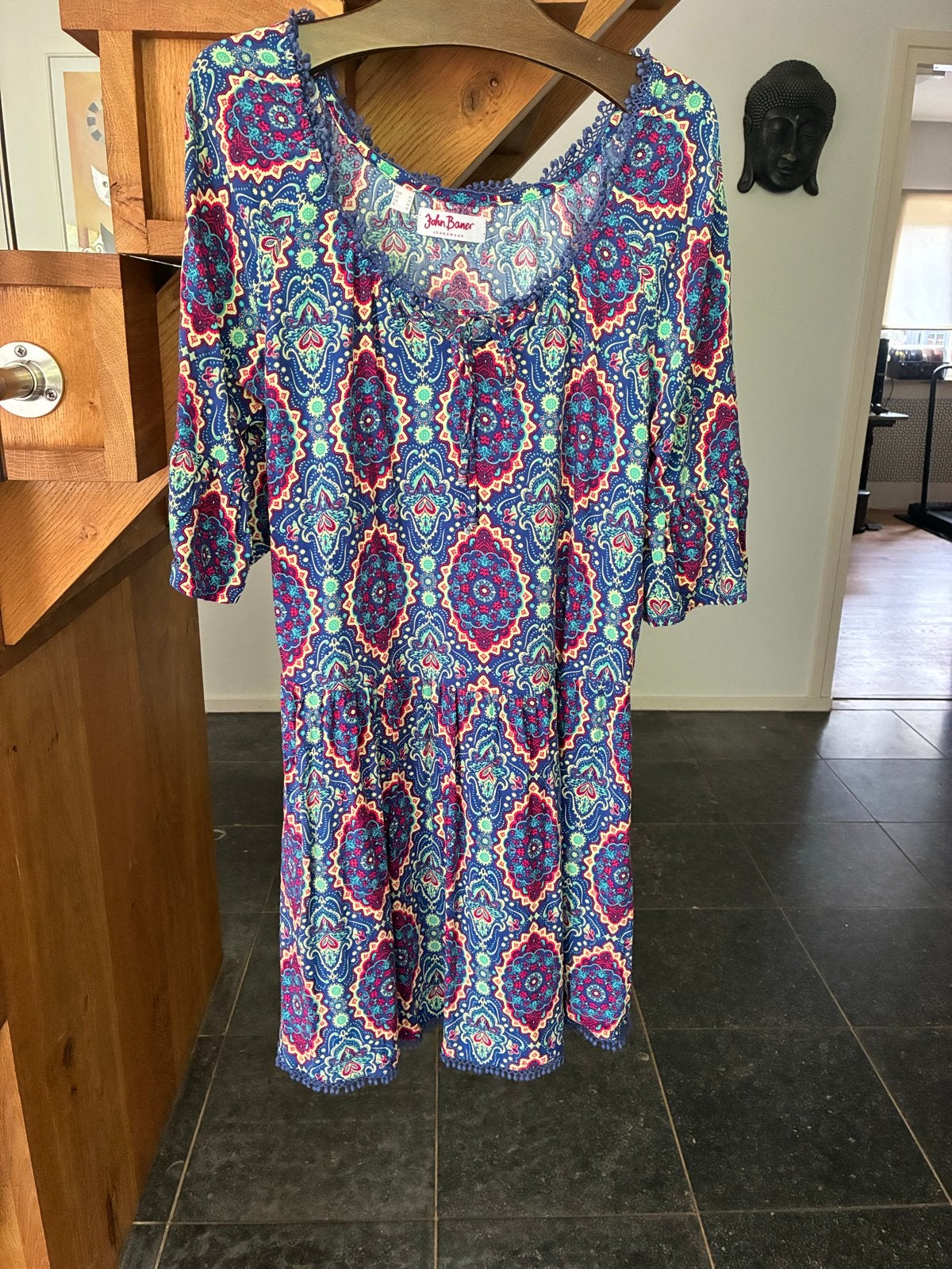 John Baner jurk met paisley print, maat 40, Maat 38/40 (M), Blauw, Ophalen of Verzenden, Zo goed als nieuw