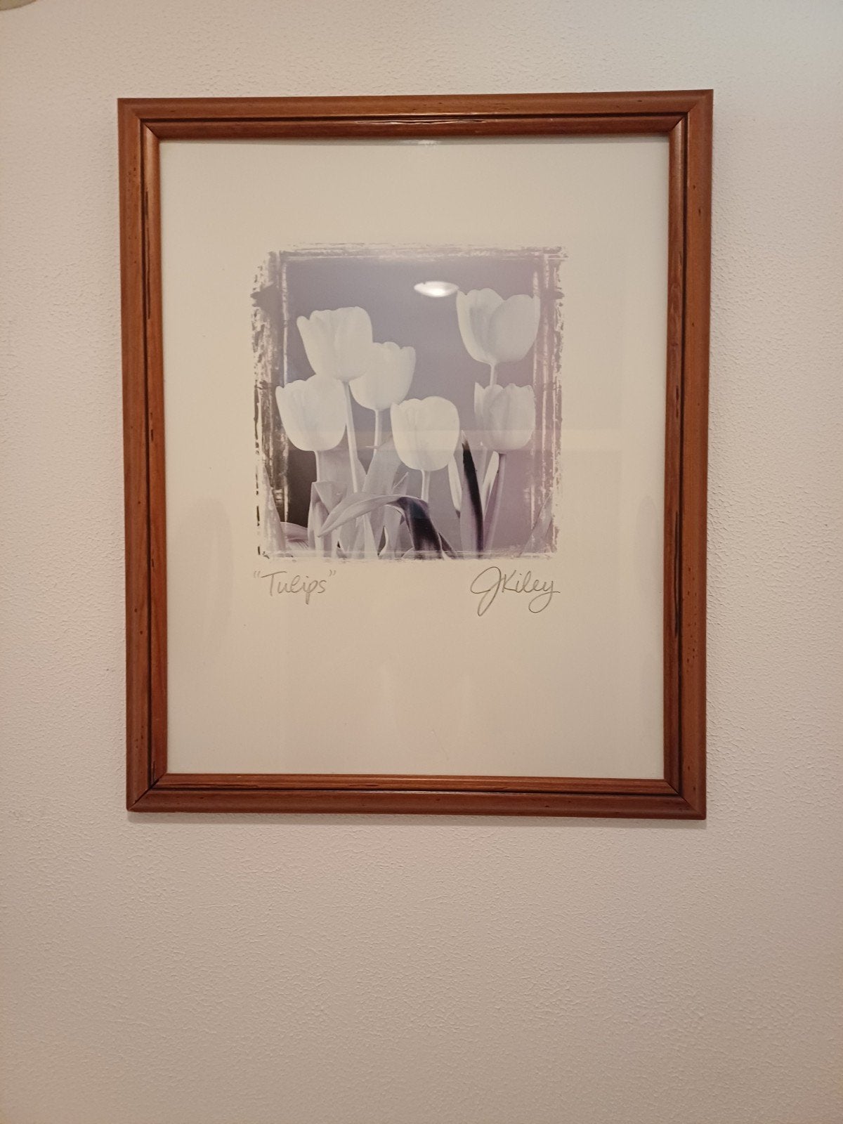 Lijst met witte tulpen 46 x 56 cm, Antiek en Kunst, Kunst | Litho's en Zeefdrukken, Ophalen