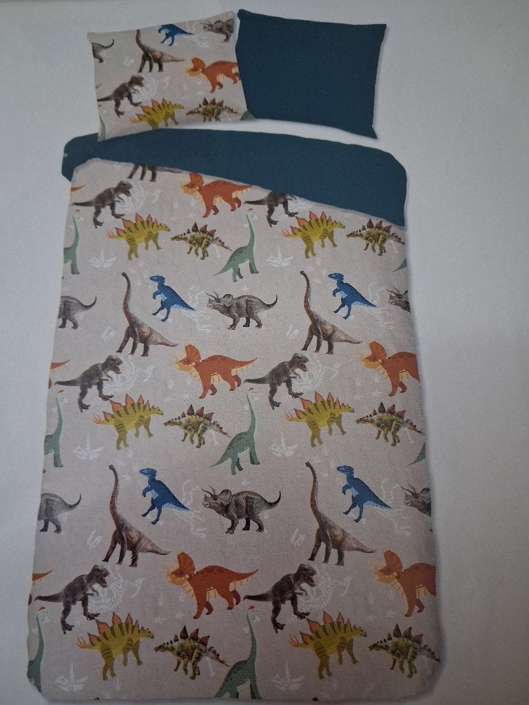Nieuw! Mooi dekbedovertrek Dino 140x200/220, Ademend, Overige merken, Meerkleurig, Nieuw
