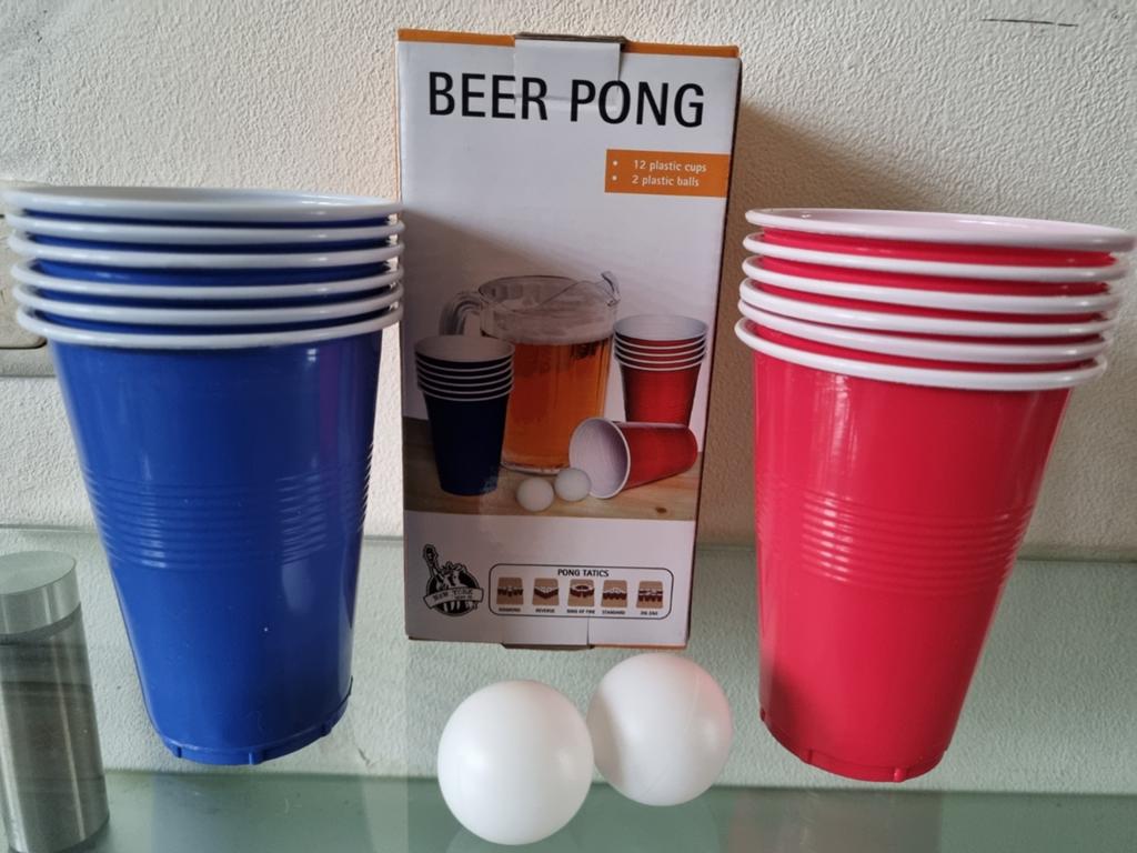 BEER-PONG SPELSET, 12 Bekers/2 Bal, Compl, Verpakt, Nieuw!, Ophalen of Verzenden, Nieuw, Overige typen, Overige