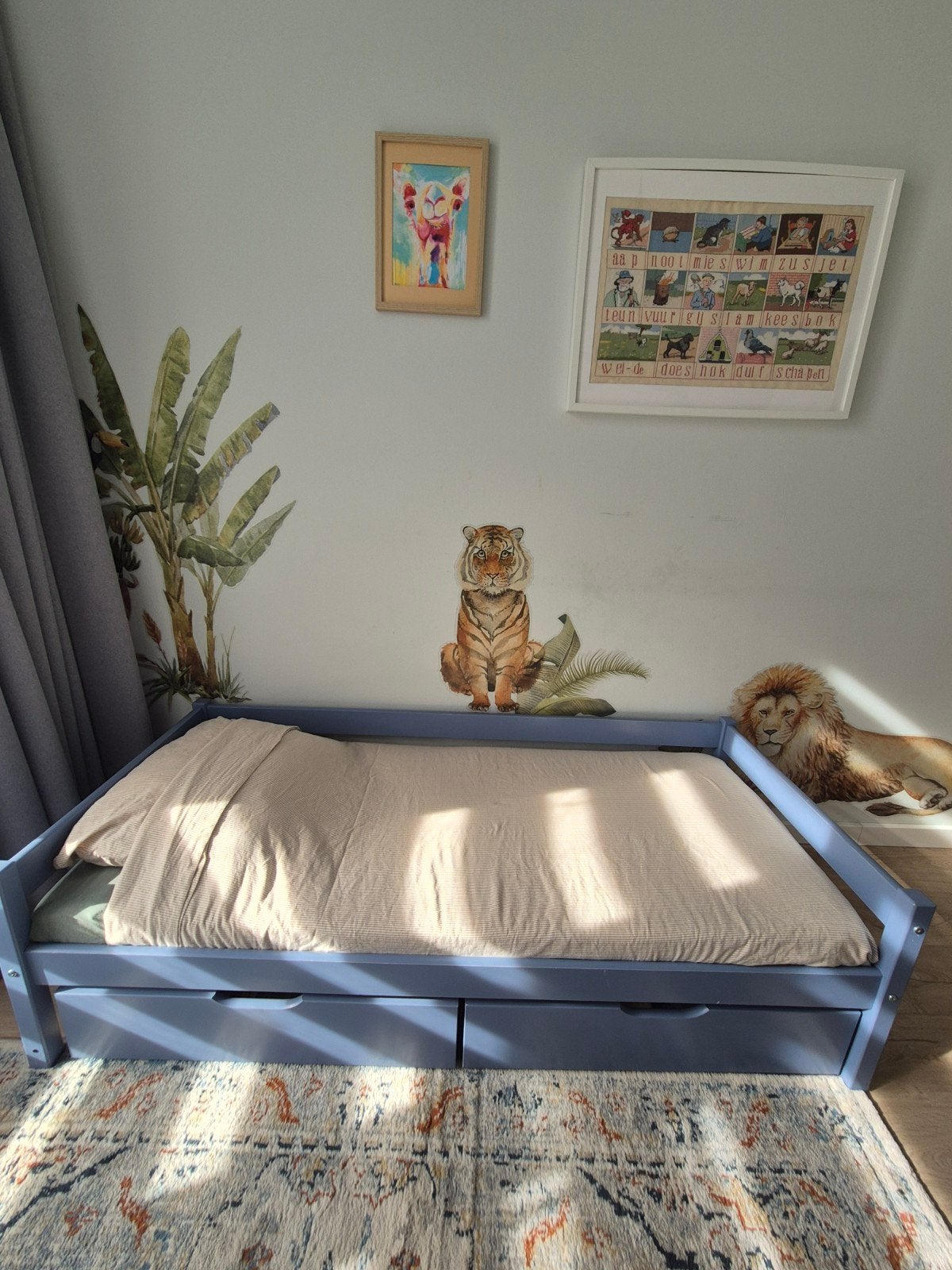 Hoppekids kinderbed (incl. matras) 70x160 cm met lades, Dust, Gebruikt, Blauw, Hout, Eenpersoons