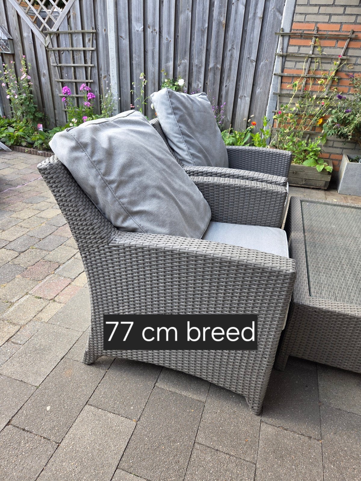 mooie Lounge stoelen, met comfortabele kussens., Ophalen, Zo goed als nieuw, Wicker, 2 zitplaatsen
