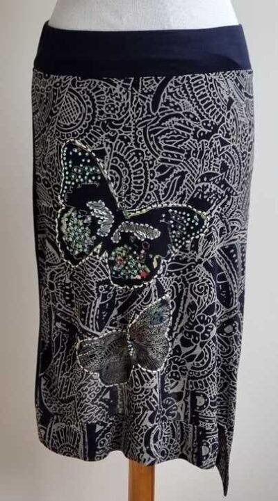 Desigual zwart rokje met print mt. S, Kleding | Dames, Zwart, Ophalen of Verzenden, Zo goed als nieuw, Knielengte