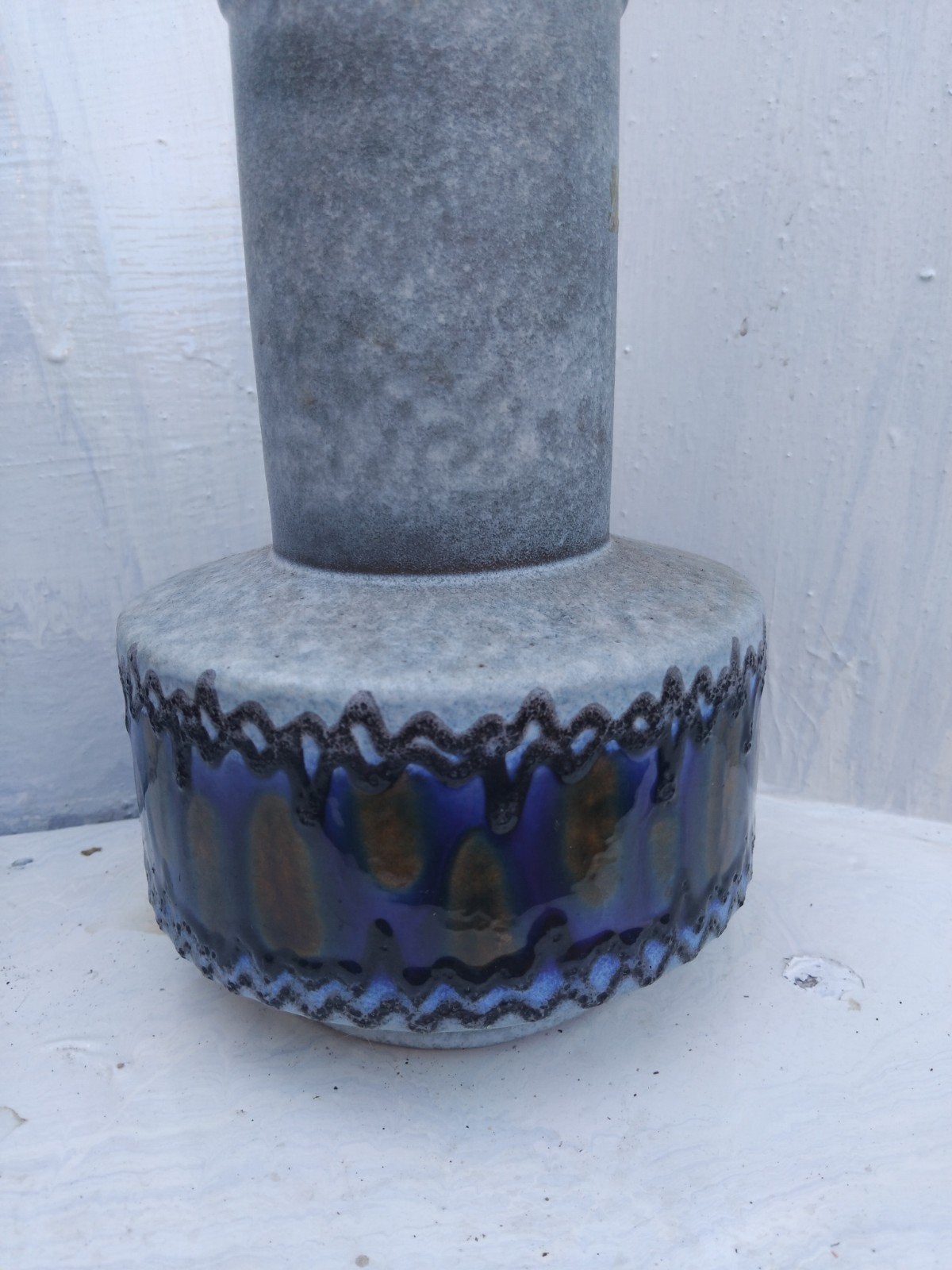 Vintage West Germany Keramiek Vaas - Fat Lava Stijl, Ophalen of Verzenden