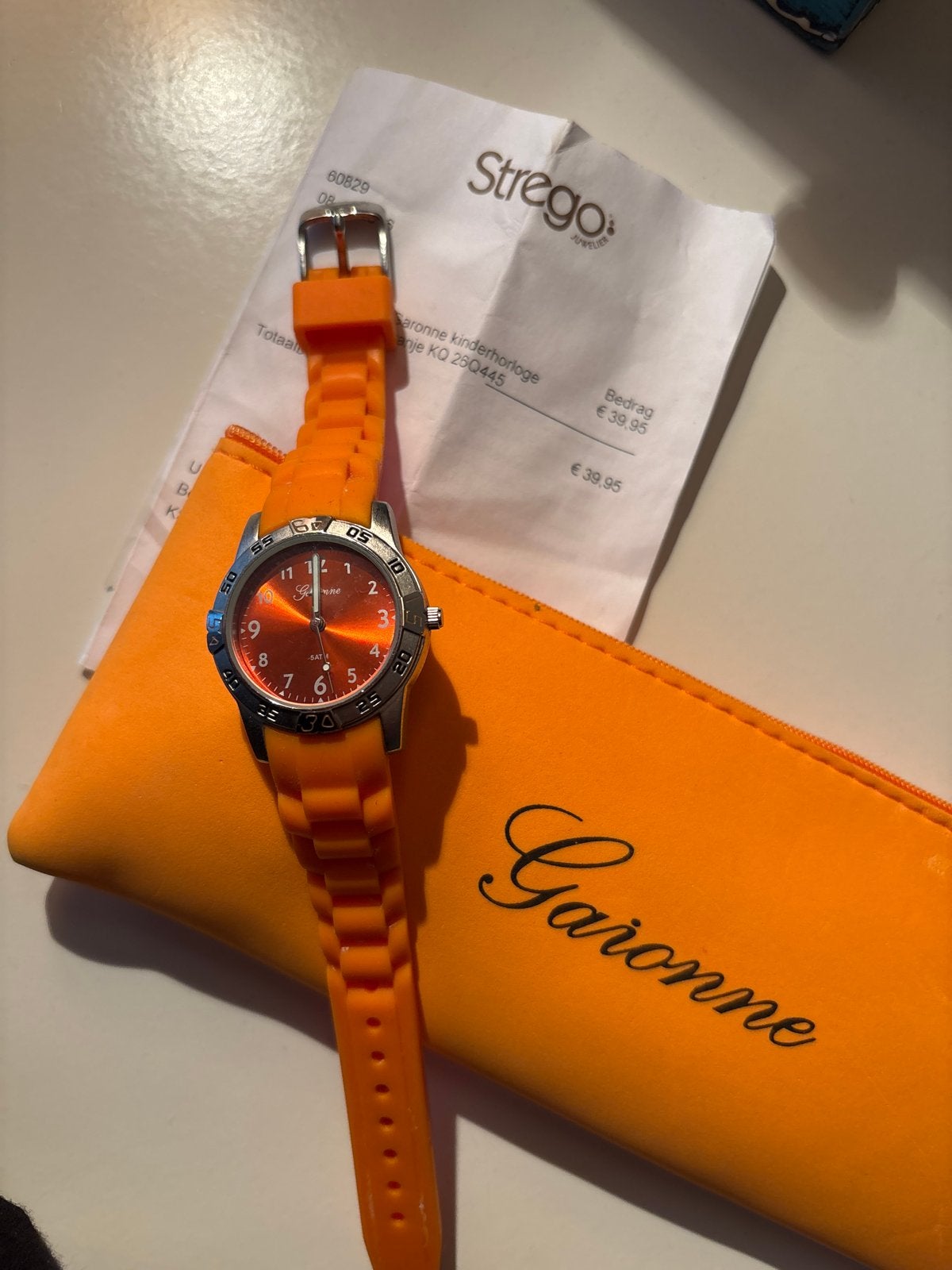 Garonne Kinderhorloge Oranje - Zo goed als nieuw, Verzenden, Zo goed als nieuw, Oranje, Jongen of Meisje