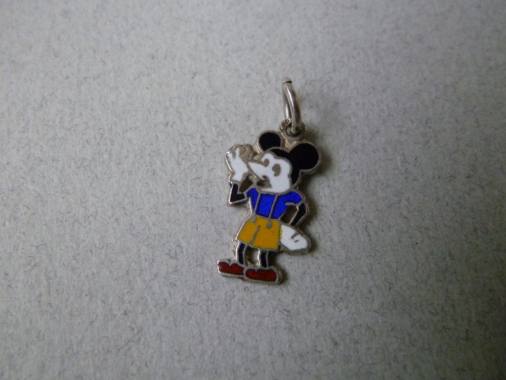 Oude Oostenrijks/Duitse bedel zilver emaille Mickey Mouse, Verzenden, Zilver, Hanger