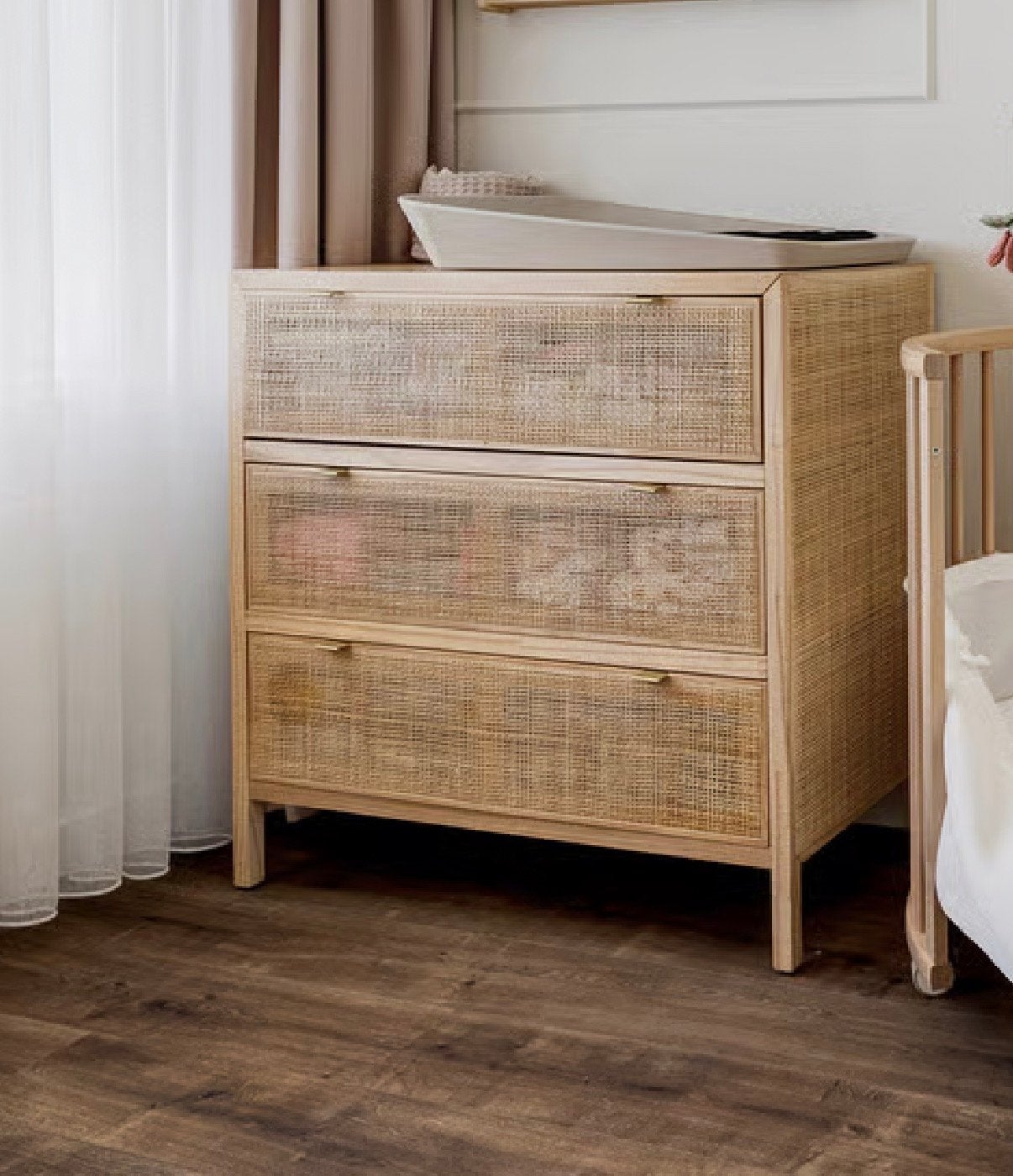 Rotan commode en kast set voor babykamer, Kinderen en Baby's, Kinderkamer | Commodes en Kasten, Ophalen, 50 tot 70 cm, Zo goed als nieuw