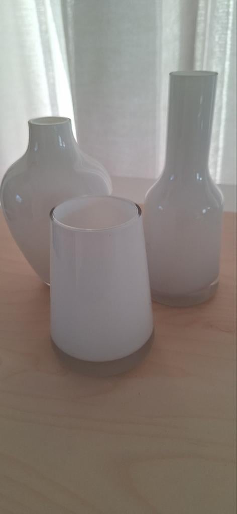 Villeroy en Boch 3 Witte Kristallen Vazen, Huis en Inrichting, Woonaccessoires | Vazen, Wit, Aardewerk of Porselein, Ophalen of Verzenden